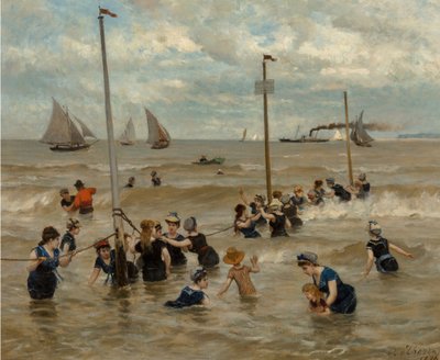 Bañándose en el mar, 1876 de Otto von Thoren
