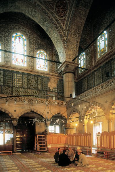 Arquitectura, Arte Otomano: Interior de la Mezquita Azul o Sultanahmet Camii construida por Mehmet Aga (1609-1616). Turquía, Estambul. de Ottoman School