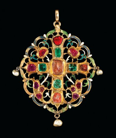 Relicario armenio con gemas y esmalte de Ottoman School