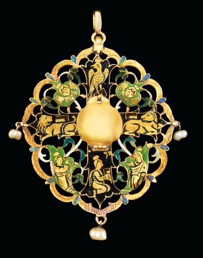 Relicario armenio con gemas y esmalte de Ottoman School