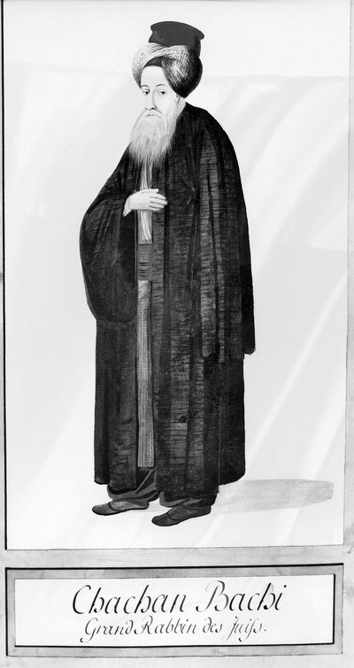 Chachan Bachi, el Gran Rabino de Estambul, c.1790 (acuarela sobre papel) de Ottoman School