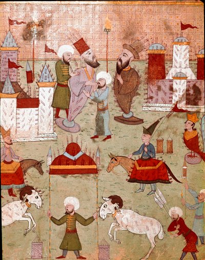 Fiestas organizadas con motivo de la circuncisión del hijo del Sultán Otomano Murad II, preparación de fuegos artificiales de Ottoman School