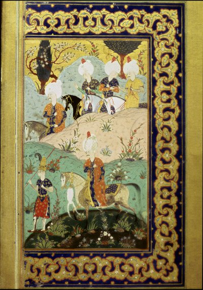 Imperio Otomano: representación del Sultán Selim I llamado el Terrible (1470-1520) a caballo. Miniatura del “Divan” (colección de poemas) escrito por el Sultán Selim I. (Ms. FY1330, fol. 27) siglo XVI. Estambul, Biblioteca Universitaria de Ottoman School