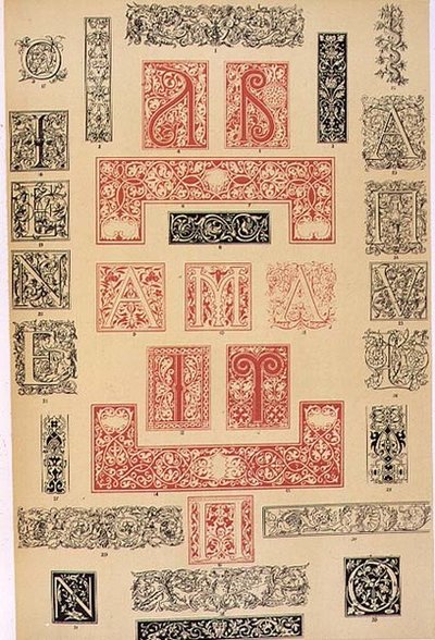 Ejemplares de adornos tipográficos del siglo XVI en Italia y Francia, publicados por Aldine, Giunta y Stephan, capítulo XIX, lámina XC, de 