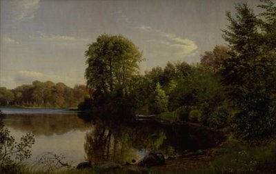 Tarde en el estanque de Bondedammen en Hellebæk de P.C. Skovgaard