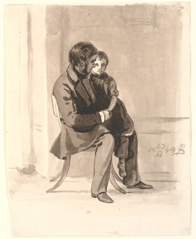 Johan Thomas Lundbye con Olympia Freund en su regazo de P.C. Skovgaard