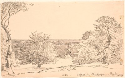 Paisaje con árboles y amplia vista desde Ambjergene hacia Vordingborg de P.C. Skovgaard
