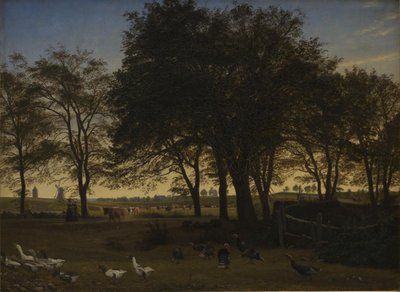 Parte de Iselingen. Al fondo la Iglesia de Vordingborg y la Torre del Ganso. Tarde de septiembre de P.C. Skovgaard