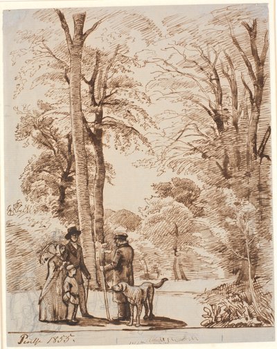 Camino del bosque con figuras. Islinge de P.C. Skovgaard