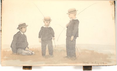 Tres niños con sombreros de paja de P.C. Skovgaard