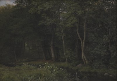 Crepúsculo en un bosque cerca de la Mansión Iselingen, Zelanda de P.C. Skovgaard