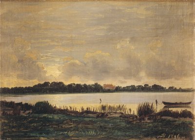 Vista a través del fiordo de Præstø hacia la mansión de Nysø de P.C. Skovgaard