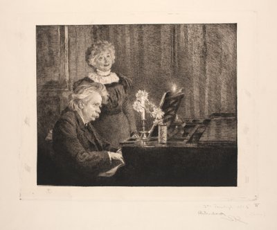 Edvard y Nina Grieg en el piano de Peder Severin Krøyer