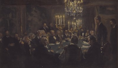 Boceto de composición para "Una reunión en la Sociedad de Ciencias" en la Sociedad de Ciencias de Peder Severin Krøyer