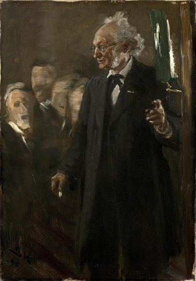 Profesor de zoología, Japetus Steenstrup dando una conferencia de Peder Severin Krøyer