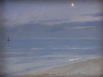 Playa de Skagen a la luz de la luna de Peder Severin Krøyer