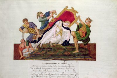 Alegoría del derrocamiento del trono en Francia durante la Revolución Francesa de P. A. and J.B. Lesueur
