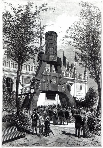 Exposición Universal en París en 1878: el martillo de poder de Le Creusot en Champs-de-Mars, 1878 de P. Ferat
