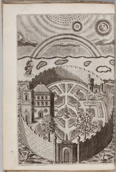Ilustración de "Partheneia Sacra: O El Misterioso y Delicioso Jardín de las Sagradas Parthenes Simbólicamente Expuesto y Enriquecido con Dispositivos y Emblemas Piadosos para el Entretenimiento de las Almas Devotas", por Henry Hawkins, 1633 de P. van Langeren