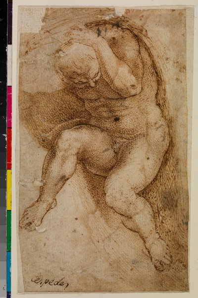 Figura masculina desnuda (según el Juicio Final de Miguel Ángel) de Pablo de (attr.to) Cespedes