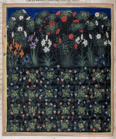 Jardín (De: Regia Carmina de Convenevole da Prato). Alrededor de 1335 de Pacino di Bonaguida