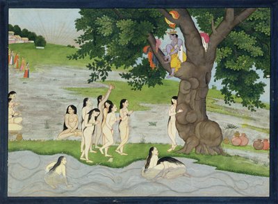 Krishna roba la ropa de las Gopies, del Bhagavata purana, Kangra, Himachal Pradesh, 1780 de Pahari School
