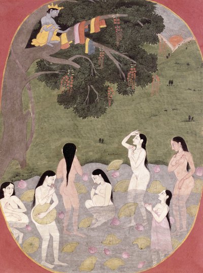 Krishna con la ropa de las pastoras, Tehri-Garhwal, c.1820-30 de Pahari School