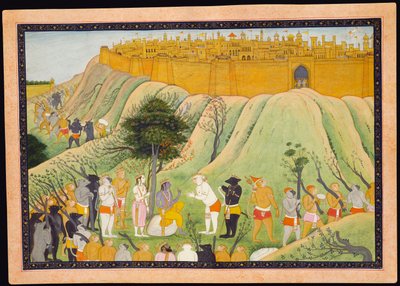Rama y Lakshmana en consejo con los aliados mono y oso, c.1800 de Pahari School