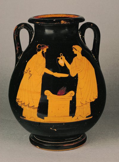 Una pareja sirviendo una libación sobre un altar ... de Painter Argos