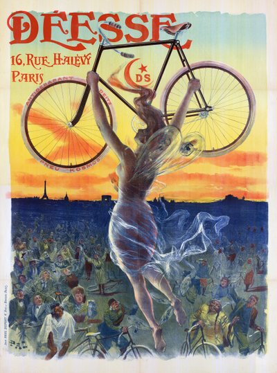 Póster Francés Vintage de una Diosa con una Bicicleta, c.1898 de Pal