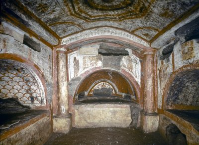 ARTE CRISTIANO ANTIGUO: Catacumbas de Domitilla. Cubículo de Orfeo, mediados del siglo III (fresco) de Paleo Christian