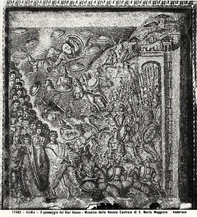 El cruce del Mar Rojo, de la nave central (mosaico) (foto en blanco y negro) de Paleo Christian