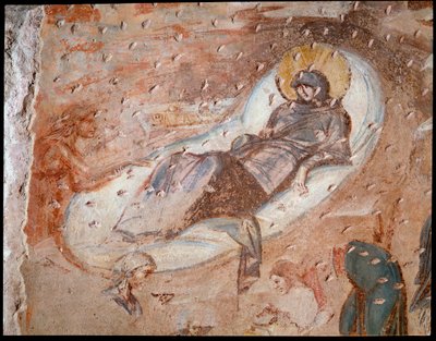 La natividad. Fresco del ábside, siglo VI-VII de Paleo Christian