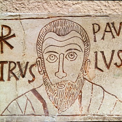 Representación de San Pablo. Graffiti paleocristiano de Aquileia en Italia siglo I d.C. Aquileia, Museo Nacional Paleocristiano de Paleo Christian Paleo Christian