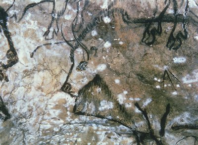 Toro herido, pintura rupestre, Magdaleniense (pintura rupestre) de Paleolithic Paleolithic