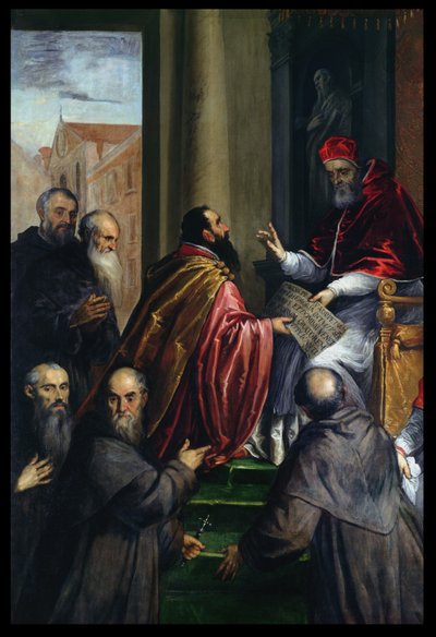 El Papa Pablo IV entregando un estatuto de Palma Il Giovane