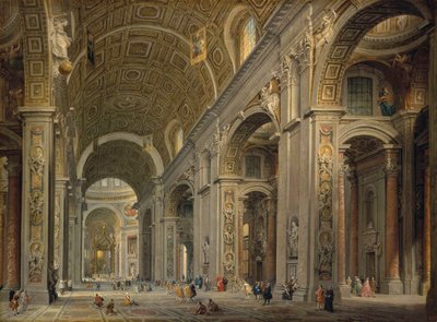 Interior de la Basílica de San Pedro en Roma de Pannini
