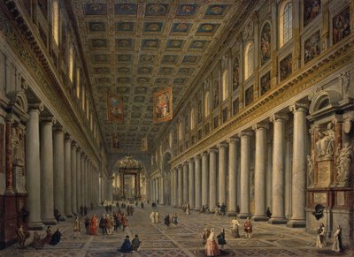 Interior de Santa Maria Maggiore en Roma, 1750s de Pannini