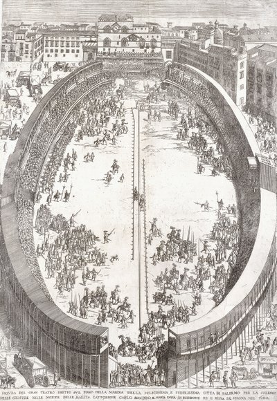Una gran lámina plegable del Gran Teatro, 1680 de Paolo Amato