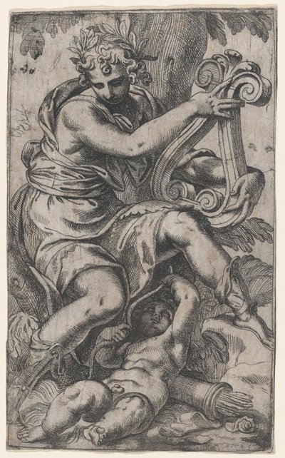Cupido y Apolo con una lira, ca. 1568 de Paolo Farinati