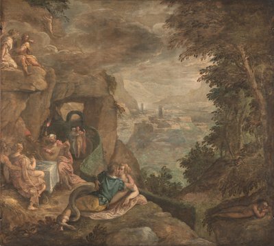 Paisaje con una escena de encantamiento, ca. 1590 de Paolo Fiammingo