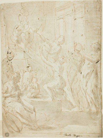 Figuras en un altar o sacrificio clásico de Paolo Pagani