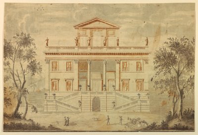 Dibujo, Alzado de una villa, 1750-70 de Paolo Posi