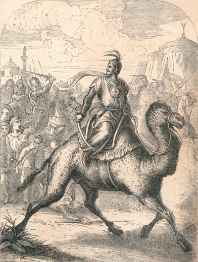 Saladino Escapando en un Dromedario Rápido, 1869 de Paolo Priolo