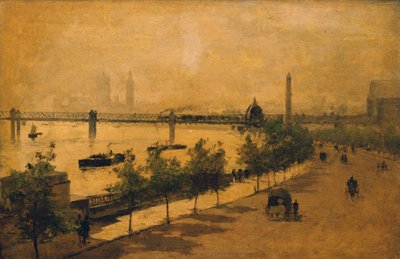 The Thames Embankment, Londres (óleo sobre panel) de Paolo Sala
