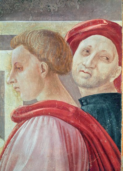 Cabezas de dos hombres, de la Presentación de María en el Templo, 1433-34 (detalle) de Paolo Uccello