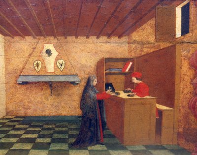 Predela del Milagro de la Hostia Profanada de Paolo Uccello (1397-1475), 42x351 cm, detalle de Paolo Uccello