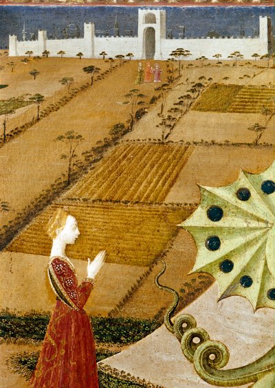 San Jorge y el Dragón, detalle de la princesa (detalle) de Paolo Uccello