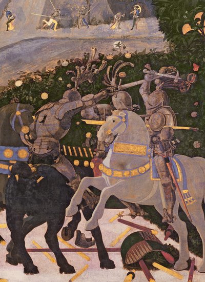 La Batalla de San Romano, detalle de dos jinetes en combate (detalle) de Paolo Uccello