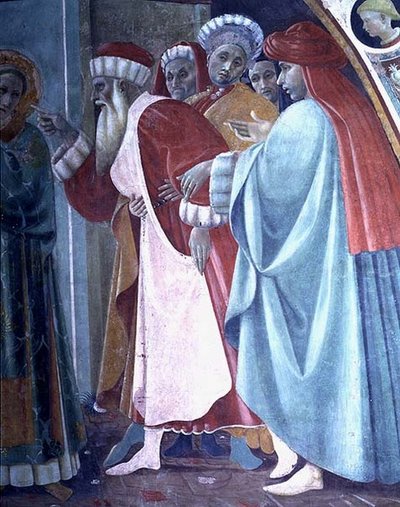 La disputa de San Esteban, (detalle) de El Santo Predicando, de la Cappella dell